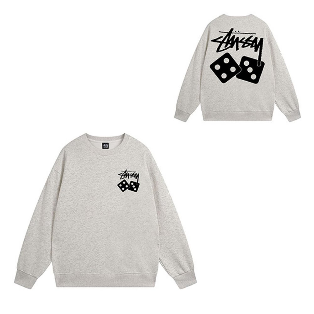 Stussy Dice Logo Sweatshirt Crew Sweat Light Gray